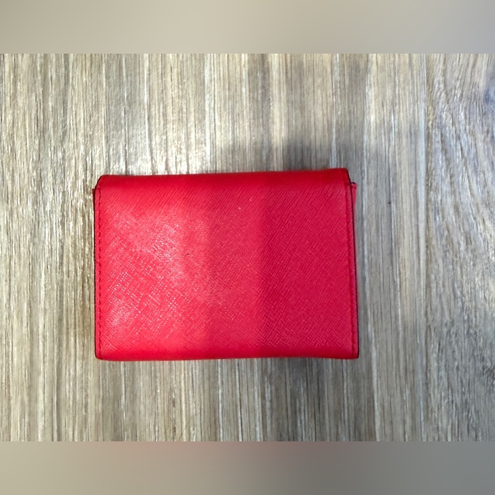 Kate Spade New York Red Saffiano Leather Business Card Holder - Picture 3 of 4